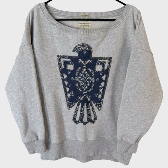 Ralph Lauren Denim & Supply Off-The-Shoulder Sweatshirt Gray Women's Size Medium - Picture 1 of 10